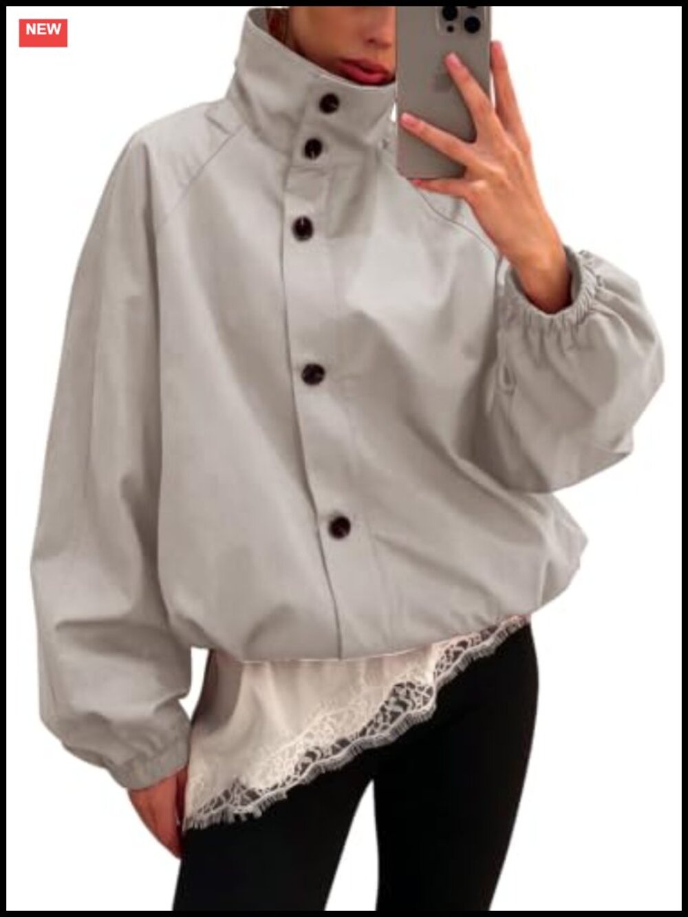 Women's Funnel Neck Cropped Windbreaker Jacket 100% Polyester Zip